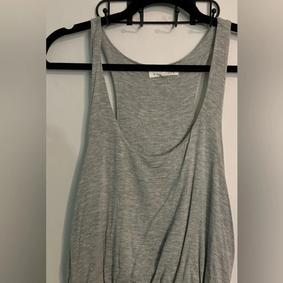 Socialite Womens Maxi Dress Gray Scoop Neck popover draped top Racerback Sz Sm - Picture 2 of 8